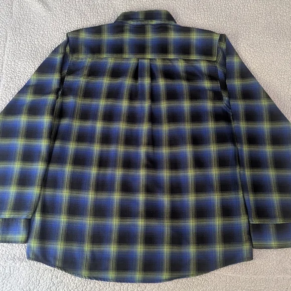 DIXXON The Gill-Man Men's XL Blue and Green Plaid Flannel Shirt - Picture 2 of 4